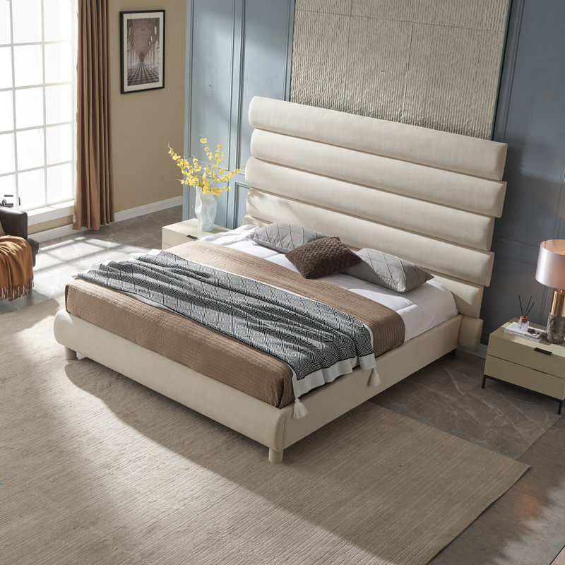 High back upholstered platform bed discount